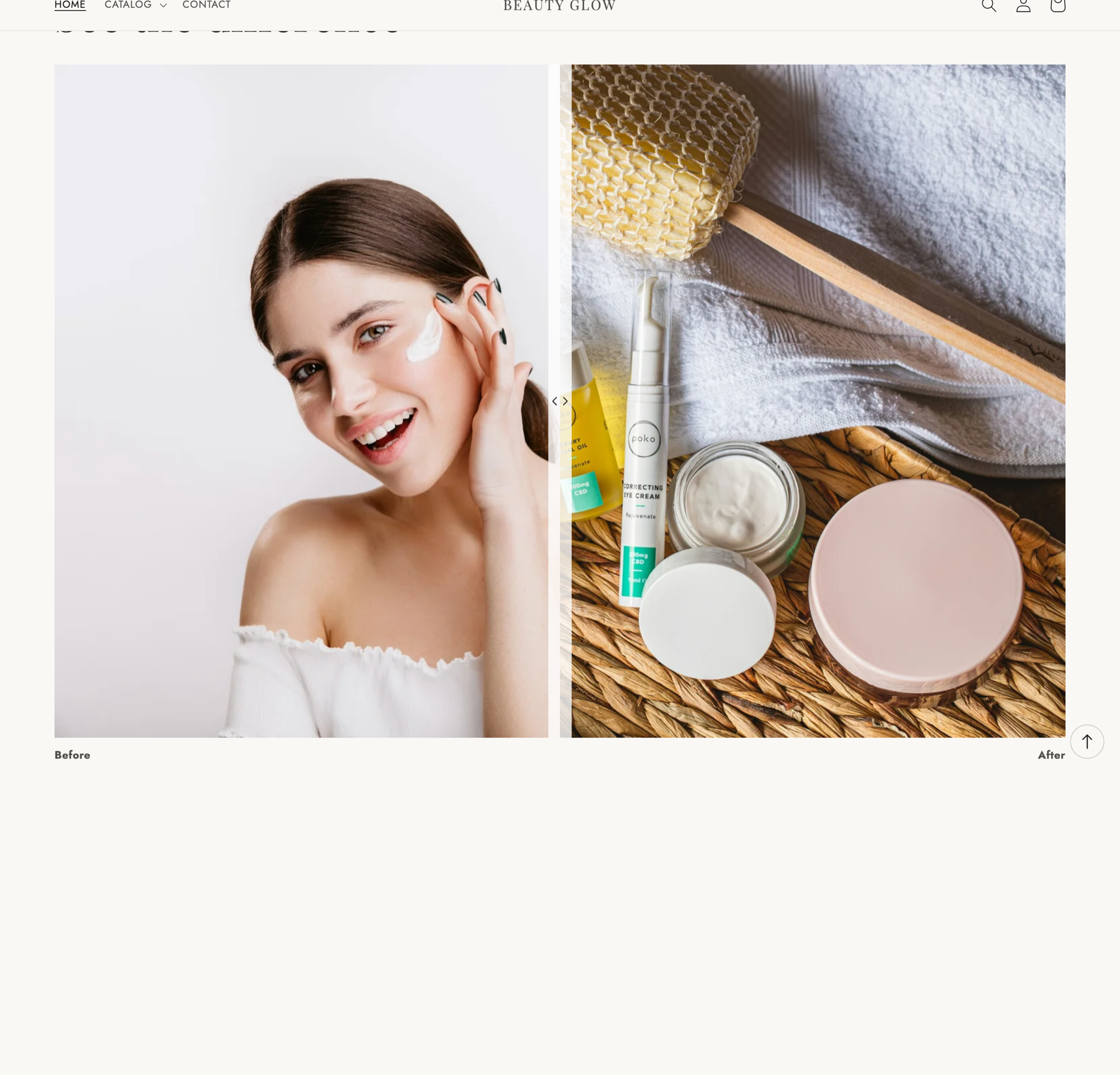 Glow theme before and after results slider section