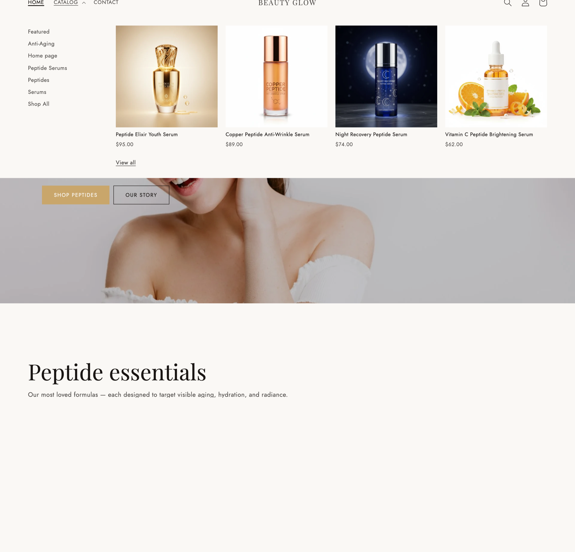 Glow theme navigation mega menu