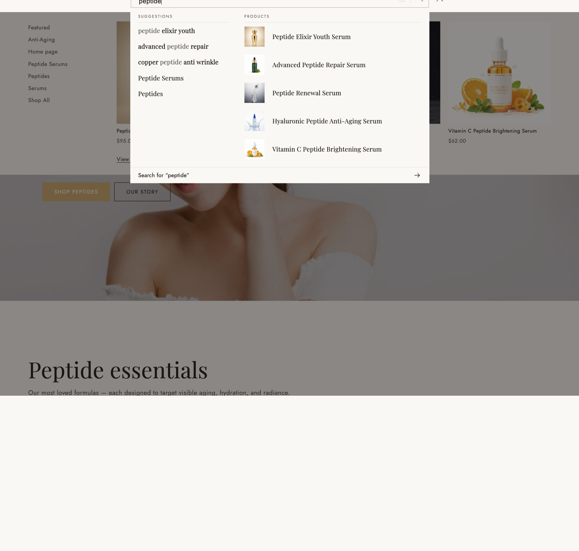 Glow theme predictive search dropdown